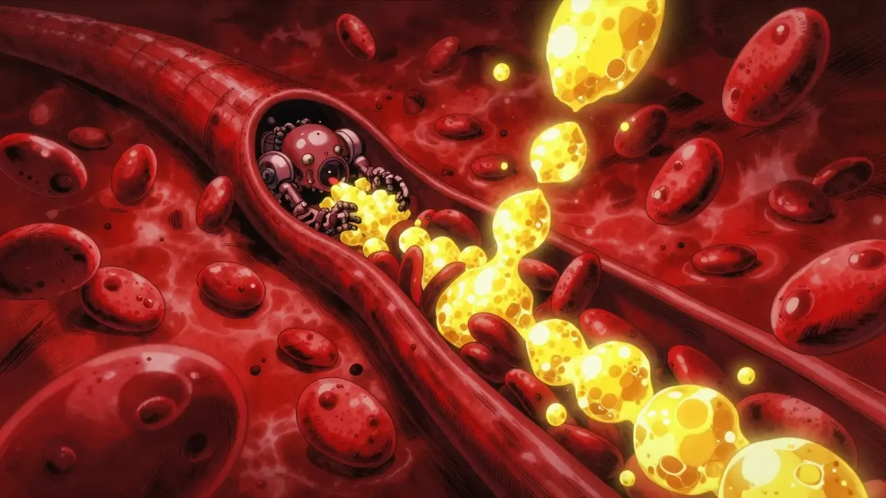 Curcumin particles preventing blood platelets from clotting in a vessel